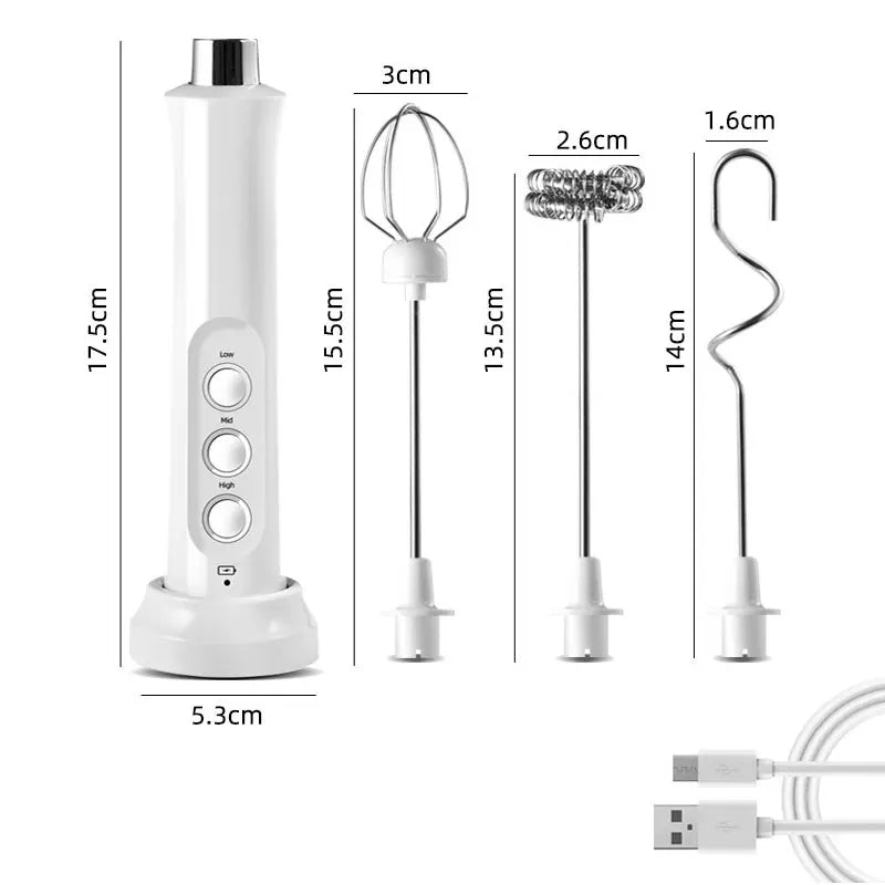 Mousseur à Lait Électrique 3 en 1 – Café, Œufs, Pâtisseries