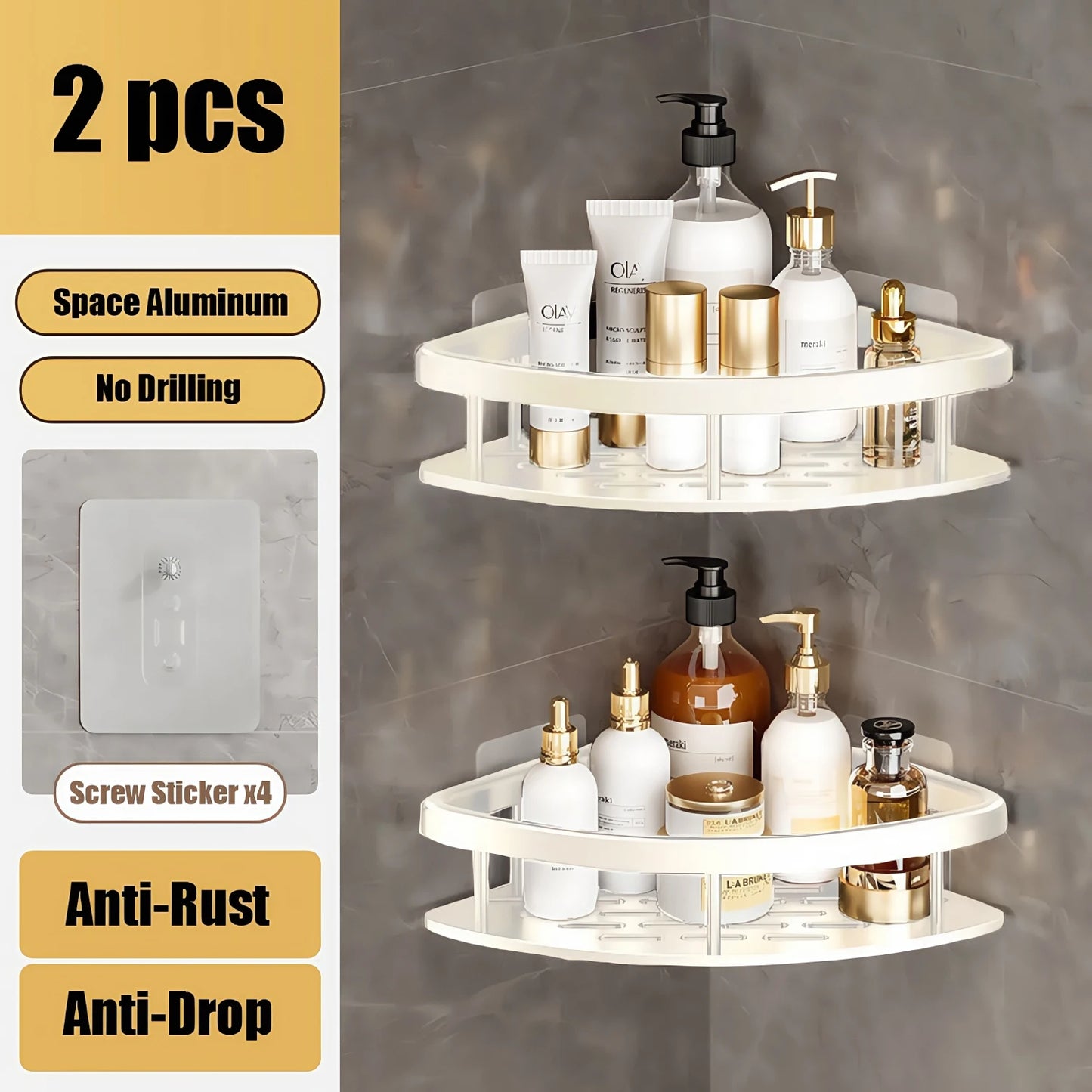 đ ĂtagĂšre de Douche Sans Perçage â Aluminium Haute QualitĂ©