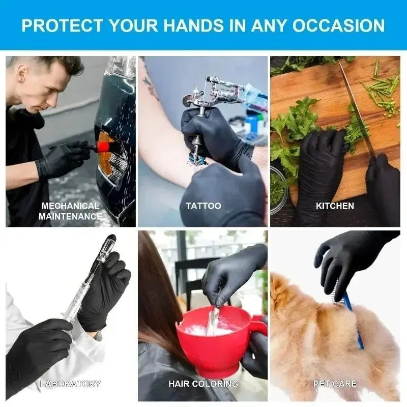 🔥 Gants Jetables Nitrile Noirs – Boîte de 100