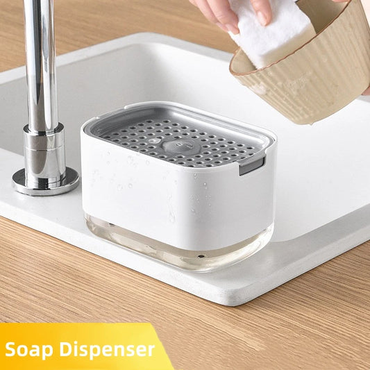 Distributeur de Savon Liquide avec Porte-Éponge – 2-en-1 Compact et Pratique
