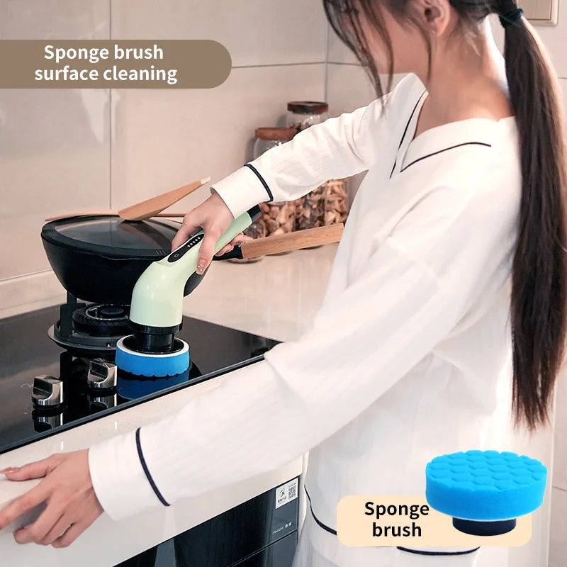 Brosse de Nettoyage Électrique 9 en 1 – Multi-Embouts Rechargeables