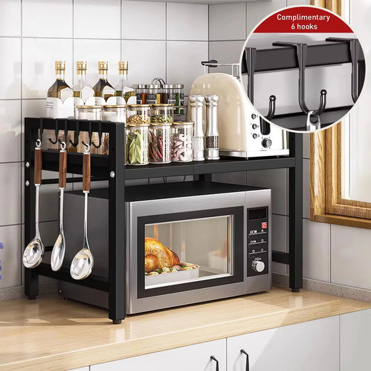 Étagère de Cuisine Extensible – Support pour Micro-Ondes et Rangement Multifonction