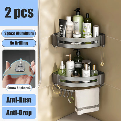 🛁 Étagère de Douche Sans Perçage – Aluminium Haute Qualité