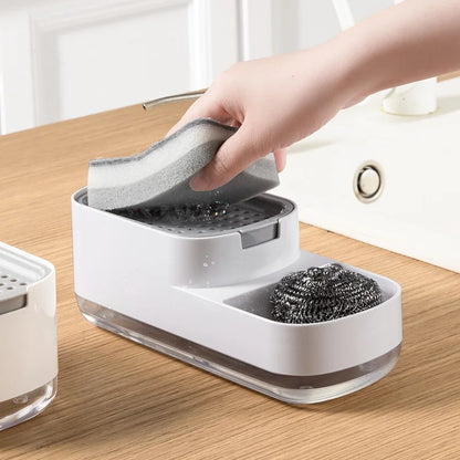 Distributeur de Savon Liquide avec Porte-Éponge – 2-en-1 Compact et Pratique