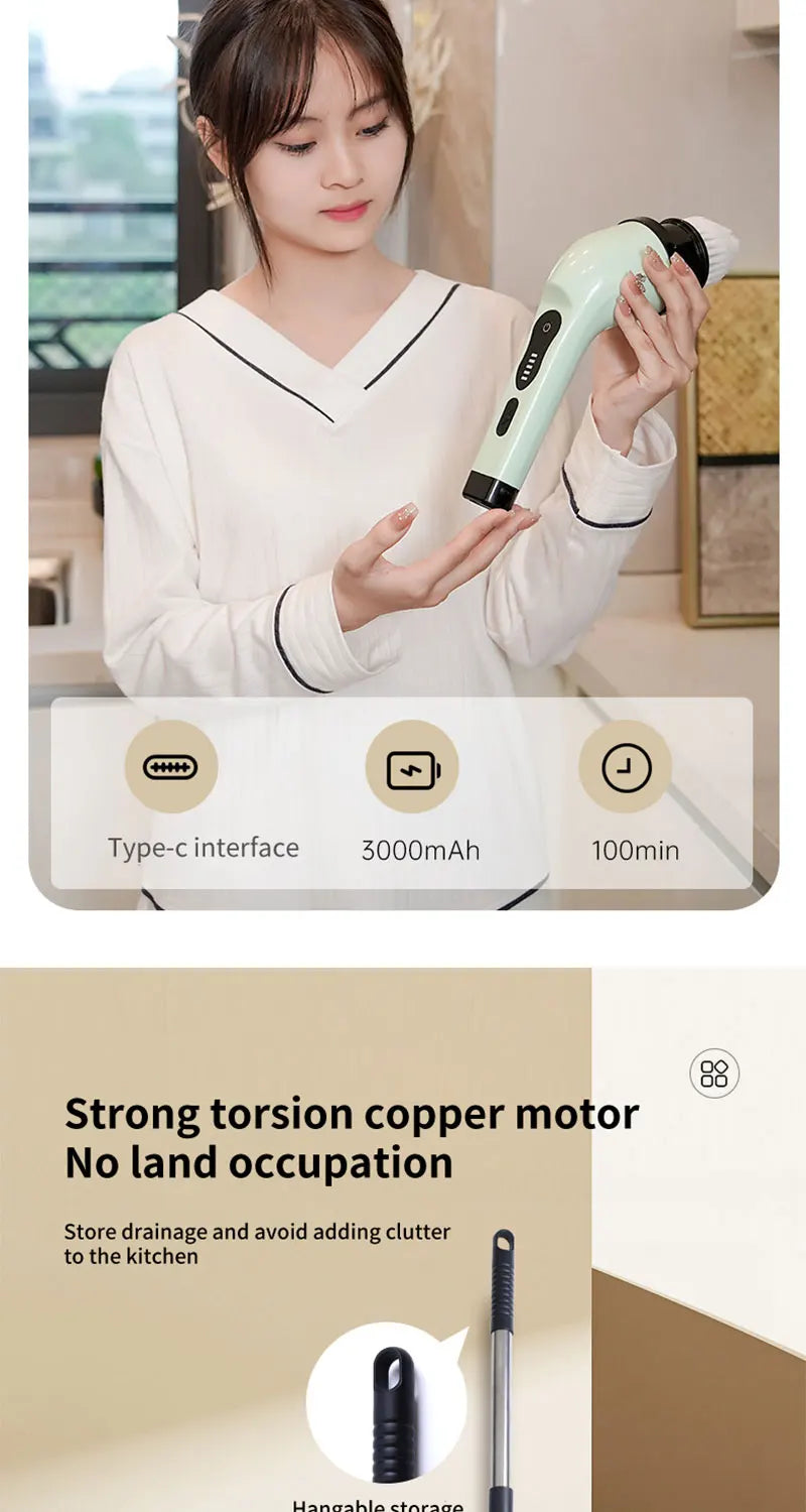 Brosse de Nettoyage Électrique 9 en 1 – Multi-Embouts Rechargeables