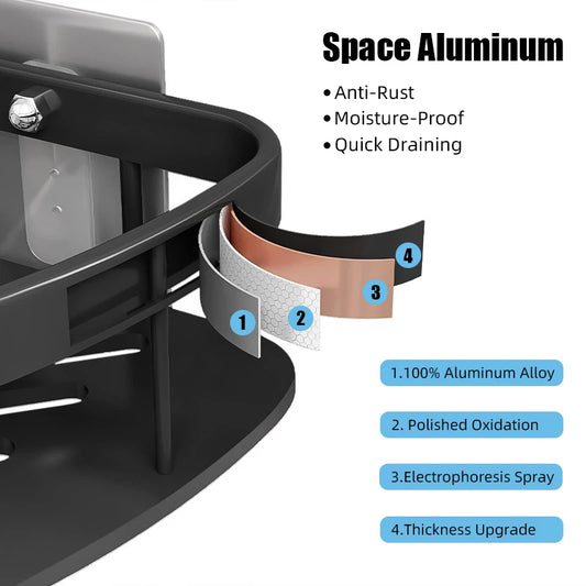 🛁 Étagère de Douche Sans Perçage – Aluminium Haute Qualité