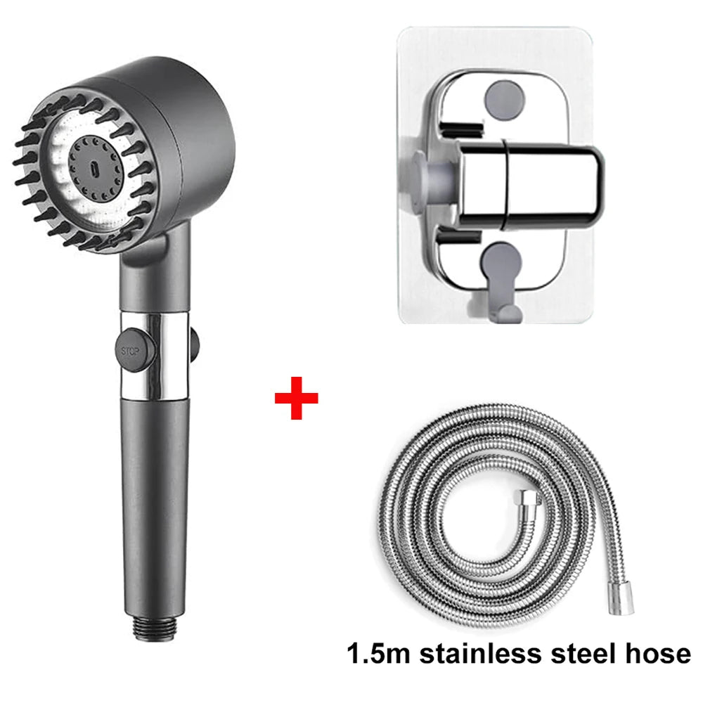 Pommeau de Douche Haute Pression 4 Modes avec Filtre & Stop Eau