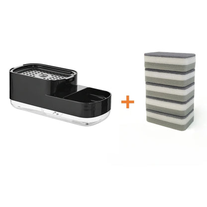 Distributeur de Savon Liquide avec Porte-Éponge – 2-en-1 Compact et Pratique