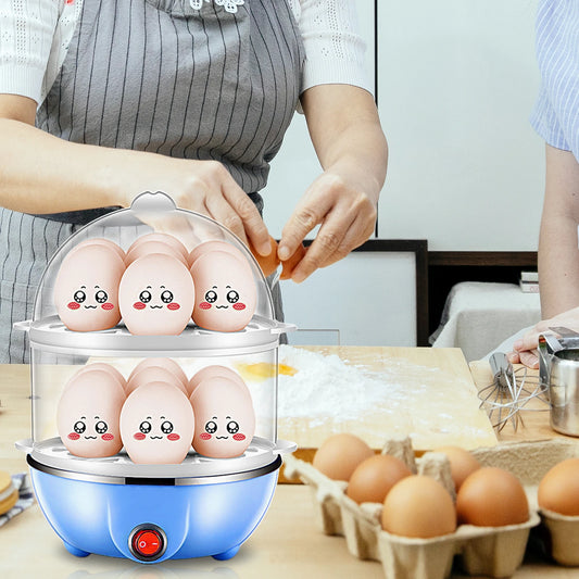 🥚 Cuiseur à Œufs Double Niveau – 14 œufs, Anti-séchage & Vapeur Rapide