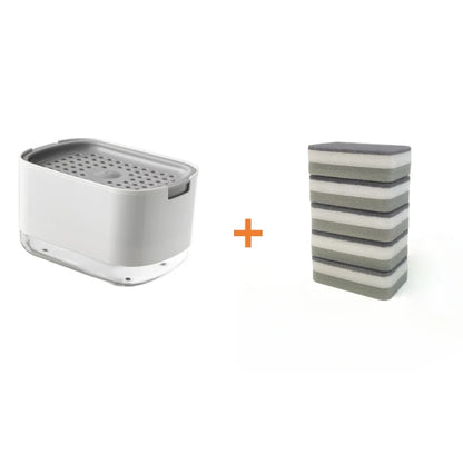 Distributeur de Savon Liquide avec Porte-Éponge – 2-en-1 Compact et Pratique