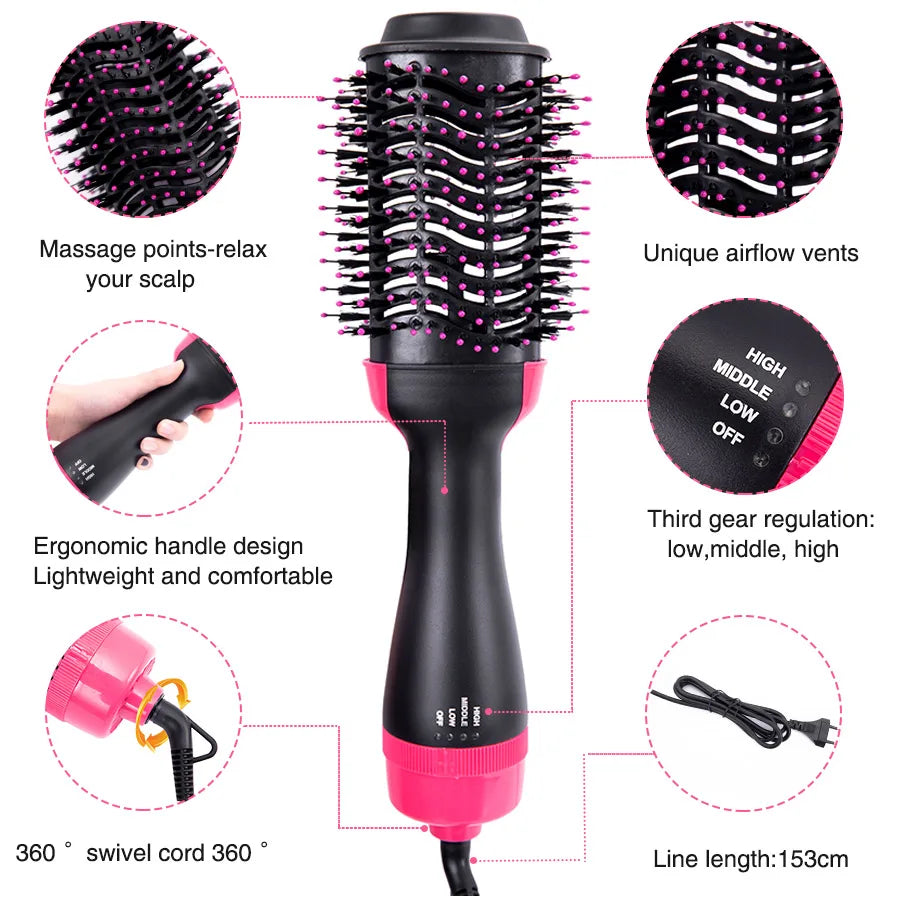 Brosse Sèche-Cheveux 4-en-1 – Séchage, Lissage & Volume Facilement