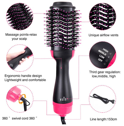 Brosse Sèche-Cheveux 4-en-1 – Séchage, Lissage & Volume Facilement