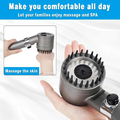 Pommeau de Douche Haute Pression 4 Modes avec Filtre & Stop Eau