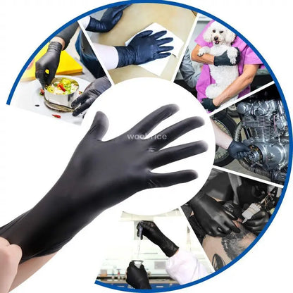 🔥 Gants Jetables Nitrile Noirs – Boîte de 100