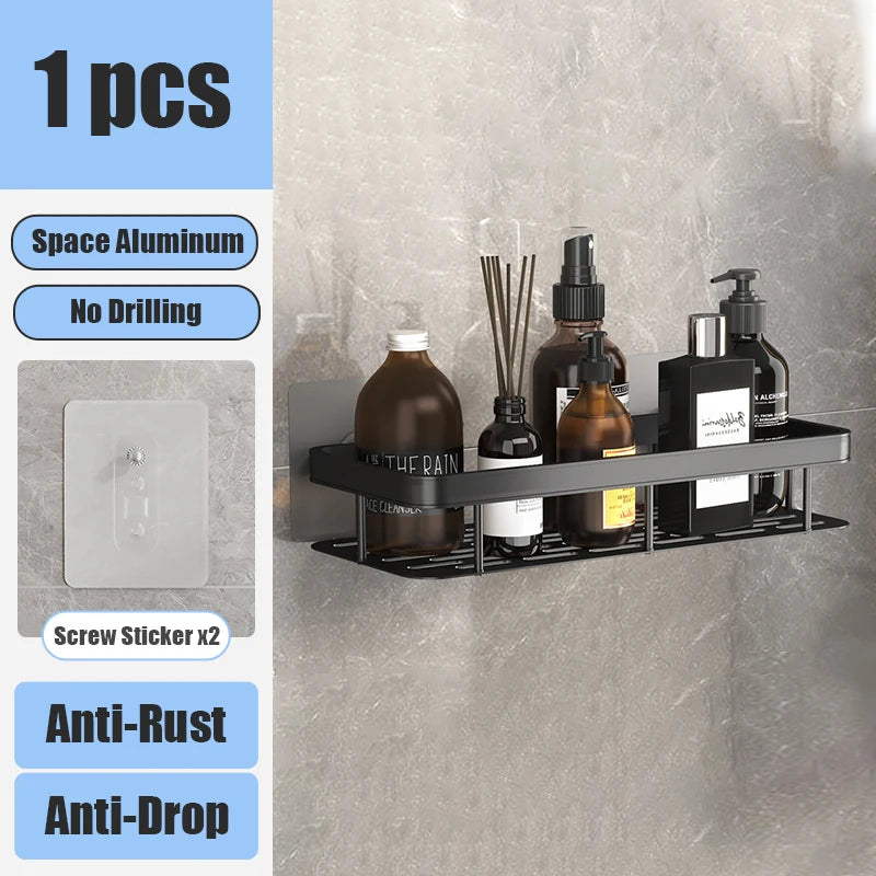 🛁 Étagère de Douche Sans Perçage – Aluminium Haute Qualité