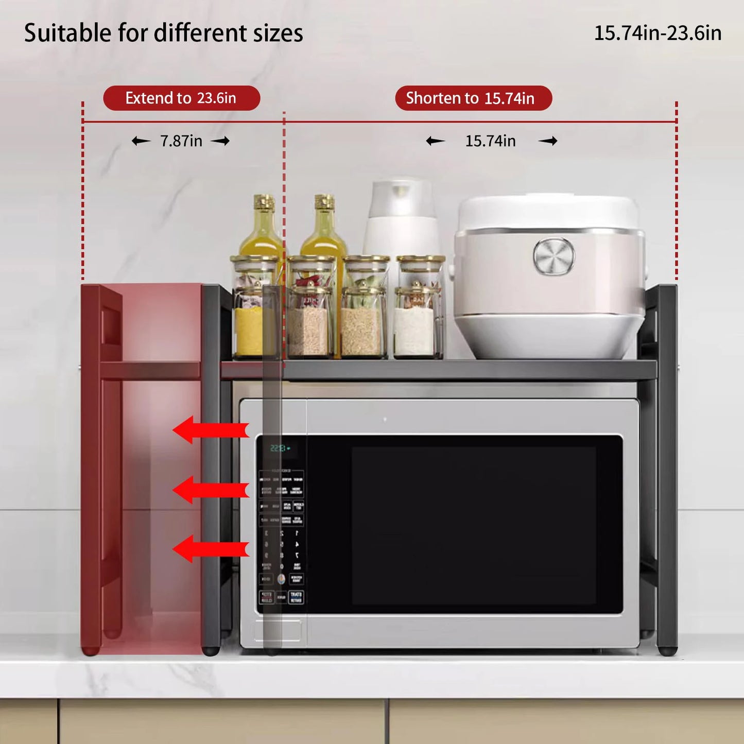 Étagère de Cuisine Extensible – Support pour Micro-Ondes et Rangement Multifonction