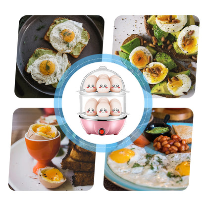 🥚 Cuiseur à Œufs Double Niveau – 14 œufs, Anti-séchage & Vapeur Rapide