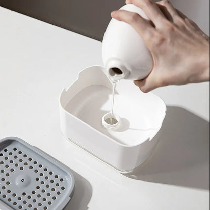 Distributeur de Savon Liquide avec Porte-Éponge – 2-en-1 Compact et Pratique