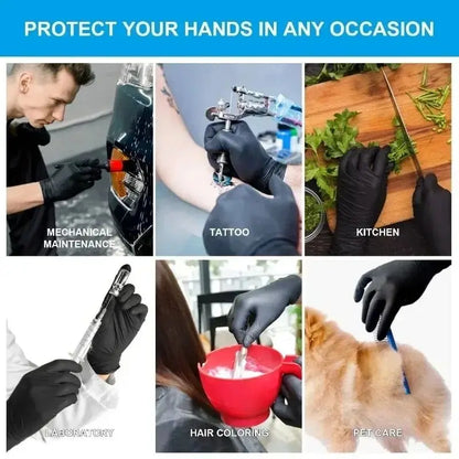 🔥 Gants Jetables Nitrile Noirs – Boîte de 100