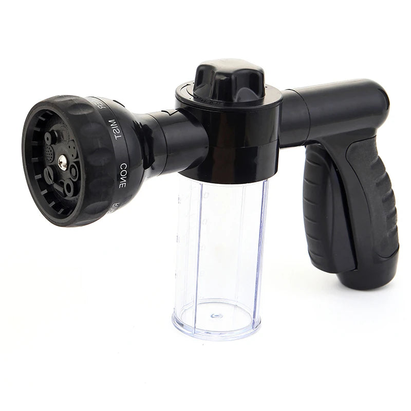 Pistolet d’Arrosage Multifonction avec Réservoir à Savon – 8 Jets Réglables