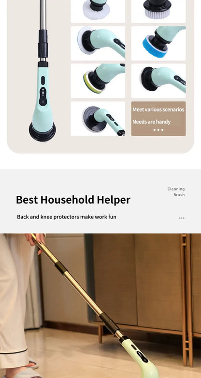 Brosse de Nettoyage Électrique 9 en 1 – Multi-Embouts Rechargeables