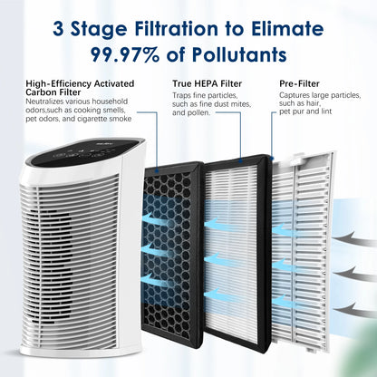 Purificateur d'Air Compact HEPA Sejoy – 3 Vitesses, Ioniseur, Ultra Silencieux