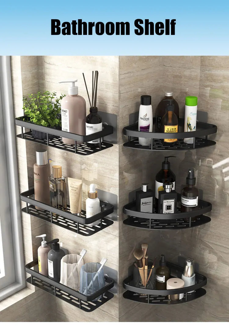 🛁 Étagère de Douche Sans Perçage – Aluminium Haute Qualité