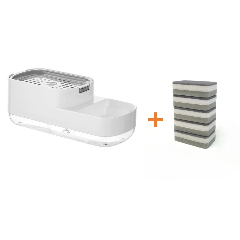 Distributeur de Savon Liquide avec Porte-Éponge – 2-en-1 Compact et Pratique