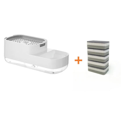 Distributeur de Savon Liquide avec Porte-Éponge – 2-en-1 Compact et Pratique