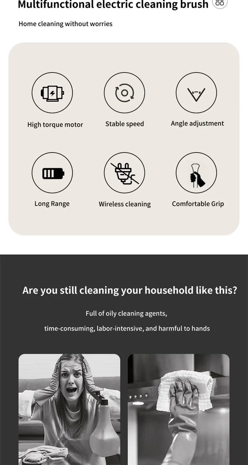 Brosse de Nettoyage Électrique 9 en 1 – Multi-Embouts Rechargeables