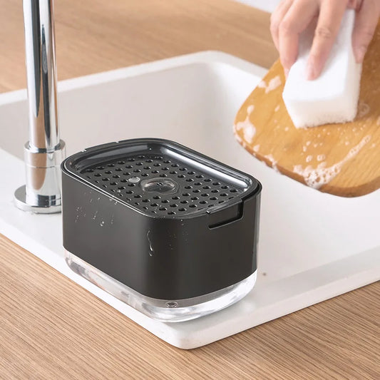 Distributeur de Savon Liquide avec Porte-Éponge – 2-en-1 Compact et Pratique