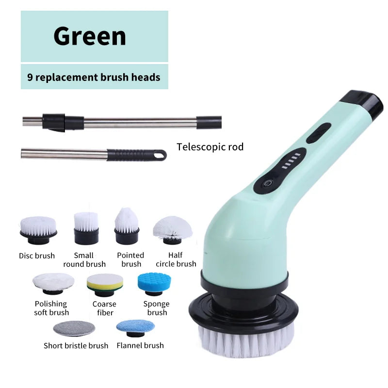 Brosse de Nettoyage Électrique 9 en 1 – Multi-Embouts Rechargeables