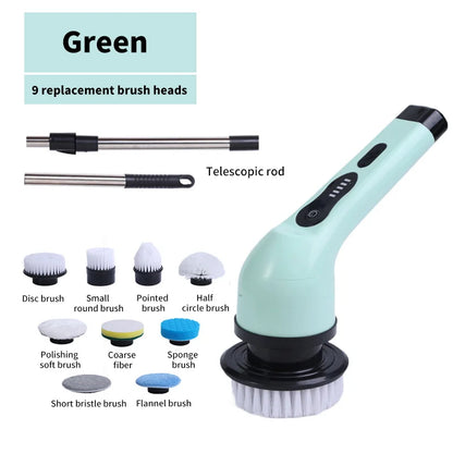 Brosse de Nettoyage Électrique 9 en 1 – Multi-Embouts Rechargeables