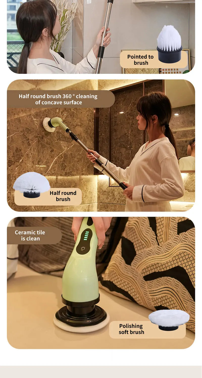 Brosse de Nettoyage Électrique 9 en 1 – Multi-Embouts Rechargeables