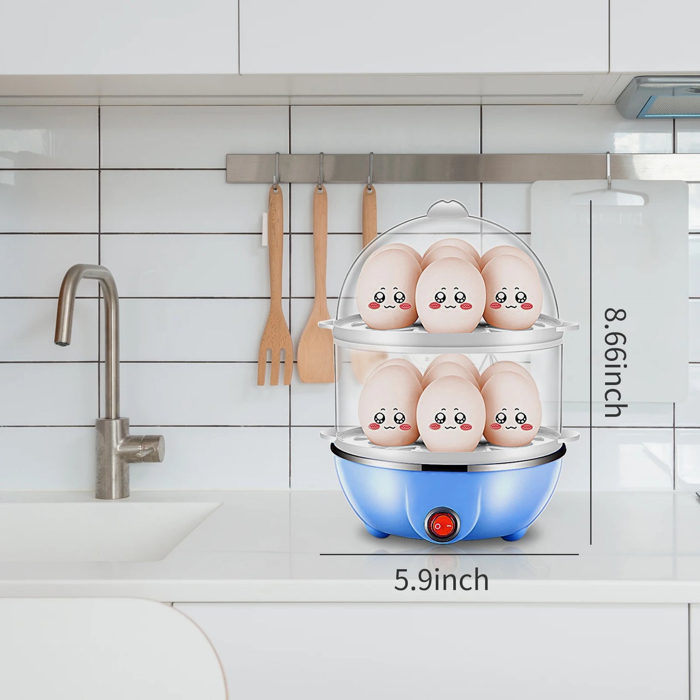 🥚 Cuiseur à Œufs Double Niveau – 14 œufs, Anti-séchage & Vapeur Rapide