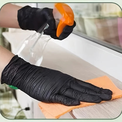 🔥 Gants Jetables Nitrile Noirs – Boîte de 100