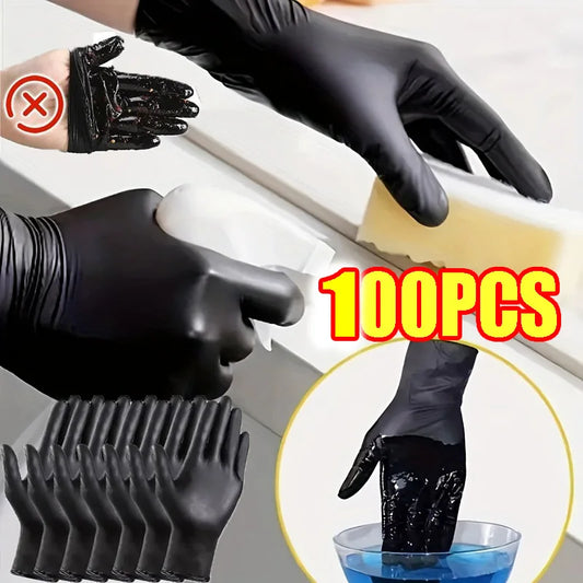 🔥 Gants Jetables Nitrile Noirs – Boîte de 100